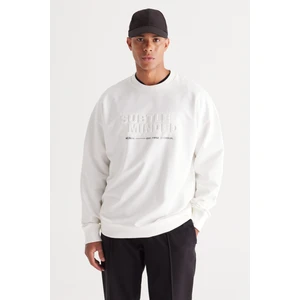 Altınyıldız Classics Erkek Ekru Oversize Bol Kesim Içi Polarlı 3 Iplik Bisiklet Yaka Pamuklu Sweatshirt