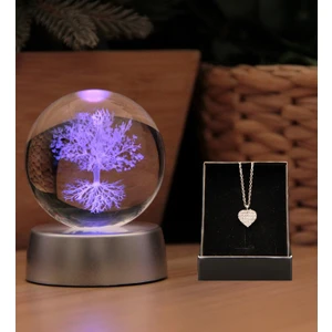 Hediye Biziz 3D Boyutlu Kristalleşmiş Cam Hayat Ağacı Küre