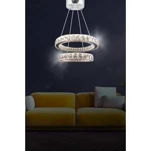 bestof tasarım Zilla 2'li Modern Sarkıt Kristal Taşlı LED Avize - 3 Renk Kumandalı - ( Beyaz - Sarı - Gün Işığı )