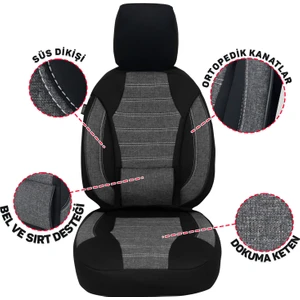 Oto Pandami Fiat Linea Uyumlu Ortopedik Koltuk Kılıfı Keten 1+1 Set