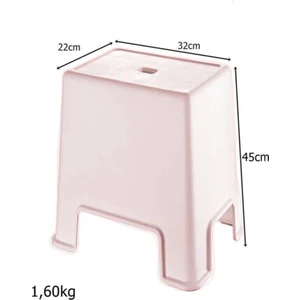 Büyük Boy Banyo Taburesi Çok Amaçlı Tabure - 129 - Pudra