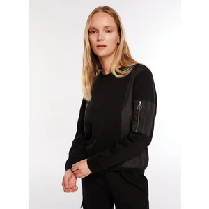 Bisiklet Yaka Düz Siyah Kadın Sweatshirt F3WL-SWT3