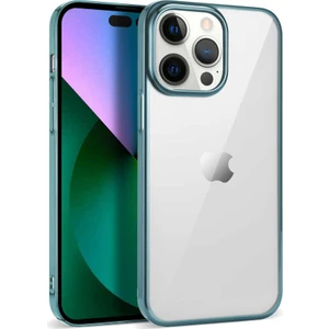 Heptek İletişim Apple  iPhone 14 Pro Max Kılıf Ultra Ince Sert Şeffaf Renkli Kenarlı Kapak (Pixel)
