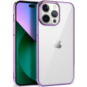 Heptek İletişim Apple  iPhone 14 Pro Max Kılıf Ultra Ince Sert Şeffaf Renkli Kenarlı Kapak (Pixel)