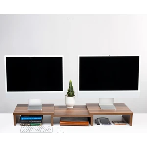 Çift Monitör Standı Ekran Yükseltici Bilgisayar Masaüstü Düzenleyici Organizer