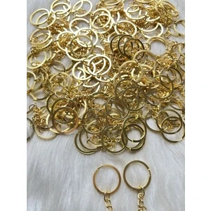 Kezban Tekstil Gold Anahtarlık Halkası Zincirli  3 cm 50 Adet