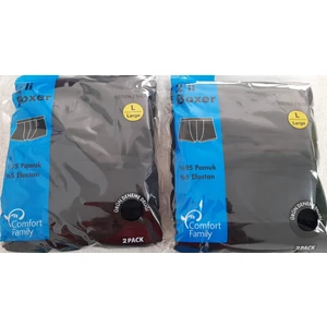Erkek Boxer Comfort Family 2 Li Paket 2 Adet (4 Adet) Siyah
