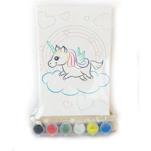 Kuytu Sanat Pegasus Uçan At Çocuk Ressam Seti - 20X30 Önçizimli Tuval, 2 Adet Fırça, Palet, Boyalar ve Şövale