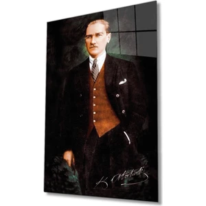 Kırmızı Ayı Atatürk Cam Tablo