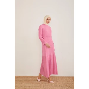 Beli Ayarlanabilir Gofreli Elbise 23Y9659 Şeker Pembe