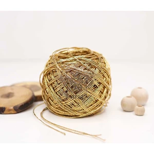 İnce Gold Metalik İp 1mm Simli Dikiş İpliği 50GR Altın Renkli Yumağı