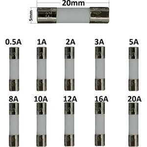 YATE10 5X20 Seramik Sigorta Seti 50 Adet 10 Tür Poşetli
