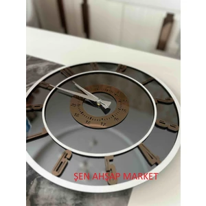 Şen Ahşap Market Özel Seri Gerçek Cam Ayna Duvar Saati Bakır Renk(Pleksi Değildir)