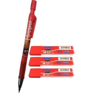 2.0 mm Kalın Uçlu Versatil Kalem Kırmızı Renk 1 Adet ve 2.0 mm Kalın Uç Kırmızı 3 Adet Kalın Uçlu Mekanik Kalem