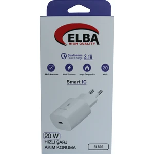 ELB02-20WPD Beyaz 20W Şarj Adaptörü Type Usb-C Pd3.0-Qc4.0(Akım Korumalı)