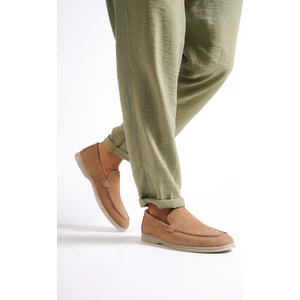 Hakiki Deri - MBKRY22103BJ Bej Nubuk Erkek Loafer