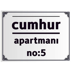 Yüksel 34 Apartman Kapı Levhası Parlak Aliminyum Levhaya Baskıdı 19CMX26CM