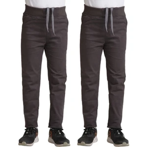 Unisex Çocuk Rahat Kalıp Ribana Bel Canvas Keten Okul Pantolonu 2 Adet