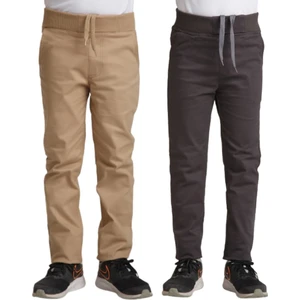 Unisex Çocuk Rahat Kalıp Ribana Bel Canvas Keten Okul Pantolonu 2 Adet