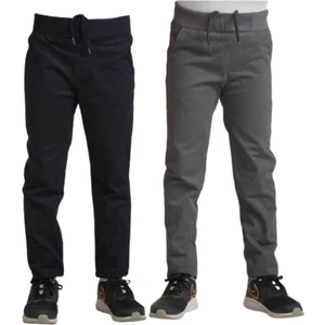 Unisex Çocuk Rahat Kalıp Ribana Bel Canvas Keten Okul Pantolonu 2 Adet