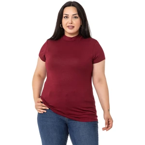 Disentis Modest Büyük Beden Yarım Balıkçı Kısa Kollu Viskon Bordo Body