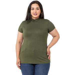 Disentis Modest Büyük Beden Yarım Balıkçı Kısa Kollu Viskon Haki Body