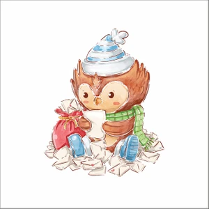 Reysa Tasarım Mektup Okuyan Baykuş Sticker Duvar Sticker 30X20 cm