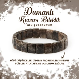 Deniz Doğal Taş Sertifikalı Dumanlı Kuvars Doğal Taş Kare Kesim Geniş Kesim Bileklik