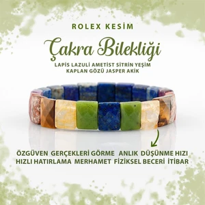 Deniz Doğal Taş Sertifikalı Çakra Doğal Taş Roleks Bileklik Lapis Ametist Sitrin Yeşim Kaplan Gözü Jasper Akik B008
