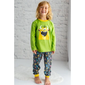 Erkek Çocuk Canavar Baskılı Pijama Takımı