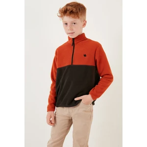 Yumuşak Dokulu Yarım Fermuarlı Renk Bloklu Dik Yaka Polar Unisex Çocuk Polar 5905004