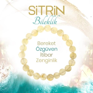 Deniz Doğal Taş Sertifikalı Sitrin  Orjinal ( Taşlar) Doğaltaş Bileklik 8 Mm, B1005