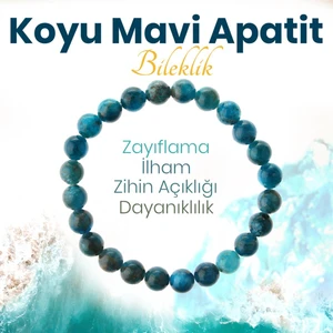 Sertifikalı Koyu Mavi Apatit  Orjinal ( Taşlar) Doğaltaş Bileklik 6 Mm, B978