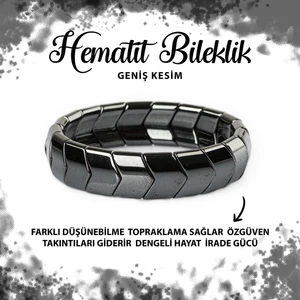 Deniz Doğal Taş Sertifikalı Hematit Doğal Taş Balık Sırtı Geniş Kesim Bileklik