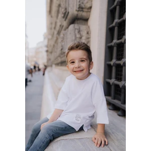 Babybek Collection Beyaz Oversize Çocuk T-Shirt Kız Çocuklar İçin Truvakar Kol Günlük Stil