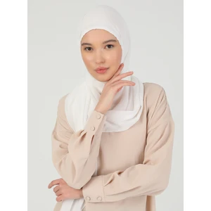 Hijablı Şifon Şal - Krem