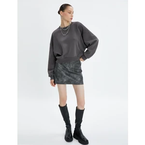 Bisiklet Yaka Sweatshirt Reglan Kollu Ribanalı
