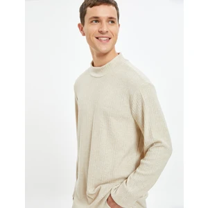 Dik Yaka Ince Triko Kazak Uzun Kollu Yumuşak Dokulu