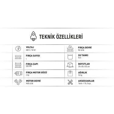 SET-Safran RCF 500 Manuel Halı Yıkama Makinesi, Zemin Fırçalama ve Cila Makinesi Safran Rcf 500+ (380