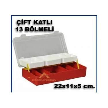 abnturk 13 Bölmeli Çift Katlı Organizer Boncuk-Vida Çantası Plastik Kutu