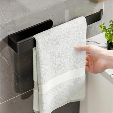 Alper Banyo Alper Siyah Lamalı Yapışkanlı Banyo Peçetelik Havluluk, Paslanmaz Çelik ve Şık