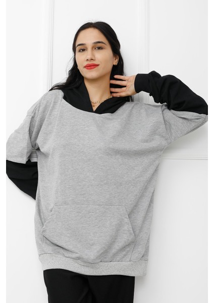 Parçalı Sweat Gri 411.0313