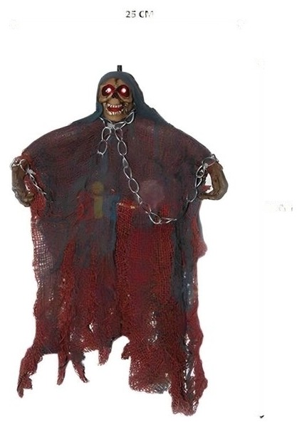 Halloween Korkuluk Işıklı Sesli 30 cm Kahverengi