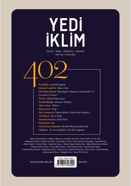 402. Sayı Eylül 2023