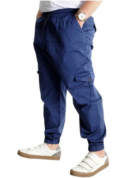 Büyük Beden Kargo Jogger Pantolon Erkekler İçin Esnek Keten Indigo 21911 fiyatları
