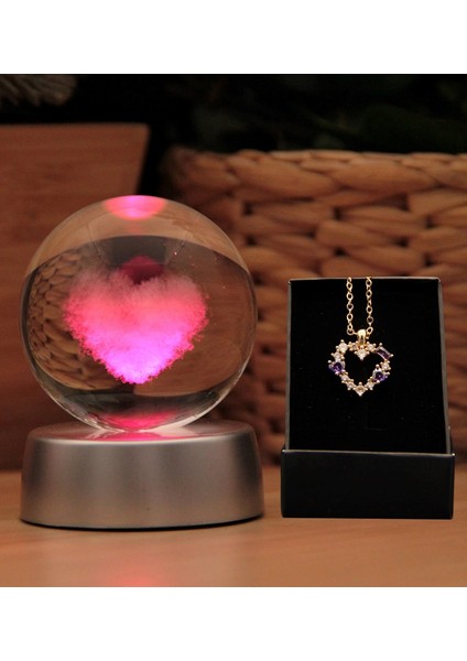 3D Boyutlu Kristalleşmiş Cam Kalpli Küre fiyatları