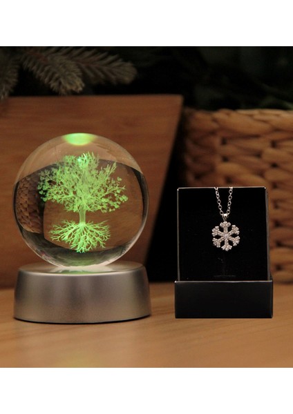 3D Boyutlu Kristalleşmiş Cam Hayat Ağacı Küre