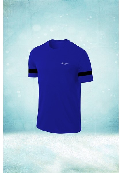 Erkek Mavi Dri-Fit Kumaş Spor Için Konforlu Kısa Kol T-Shirt S-3xl
