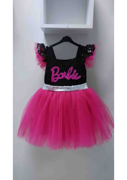 Kız Çocuk Siyah Payetli Barbie Kostüm