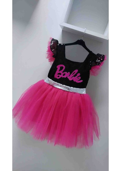 Kız Çocuk Siyah Payetli Barbie Kostüm
